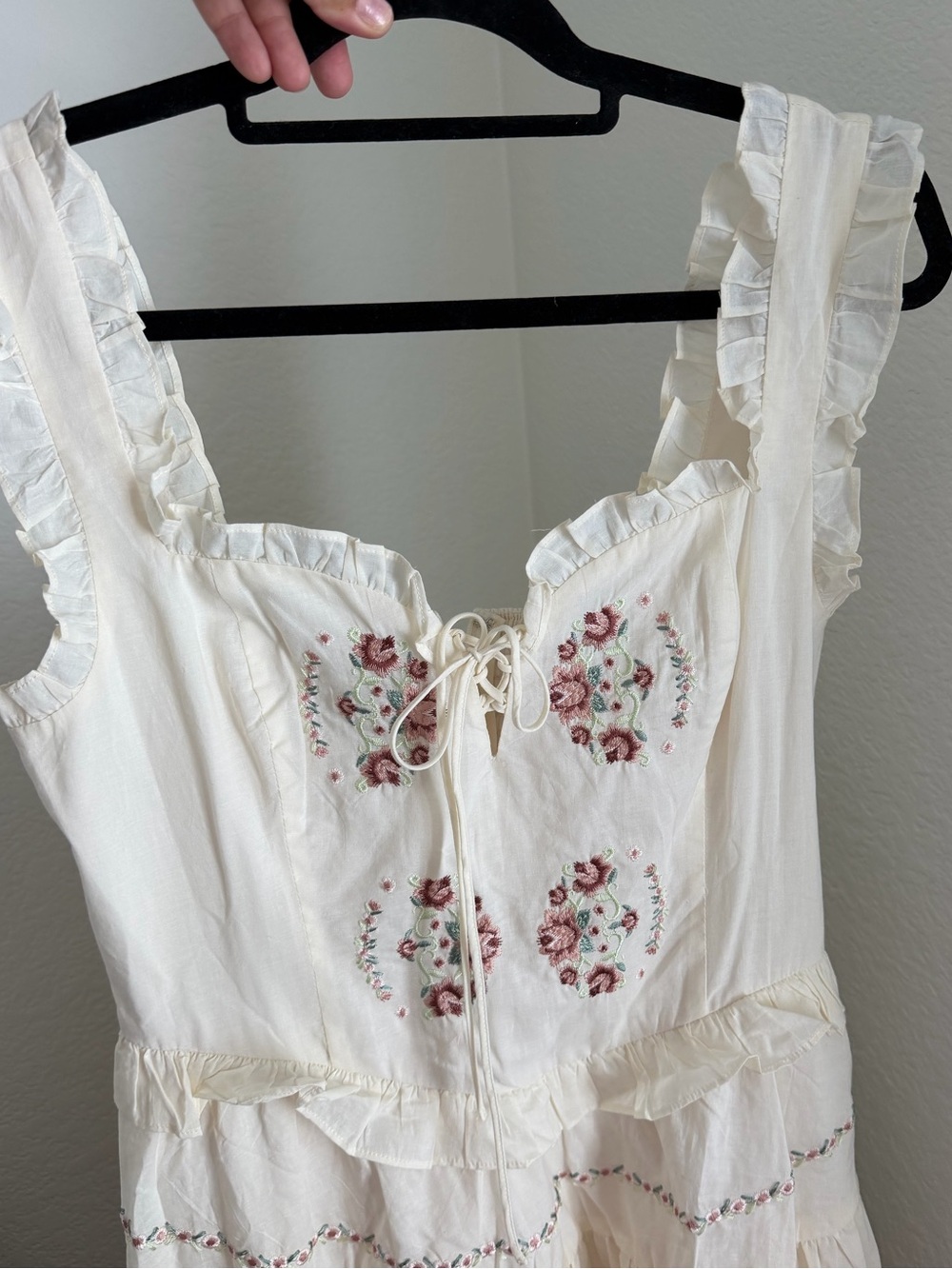 Moon River Cream Macramé Detail Sundress